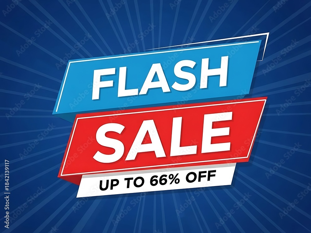 Fototapeta premium Flash sale banner design featuring a massive discount of up to 66 percent