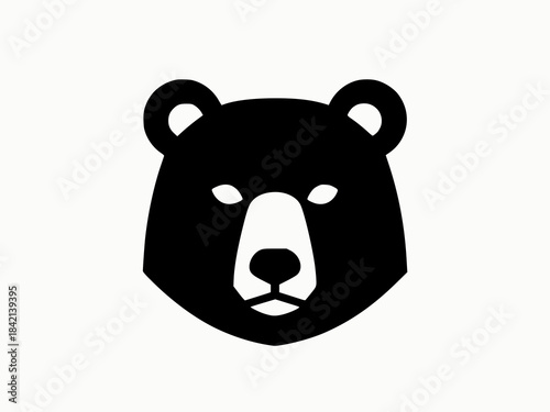 Black bear head icon, simple flat style illustration. Cute animal mascot graphic.