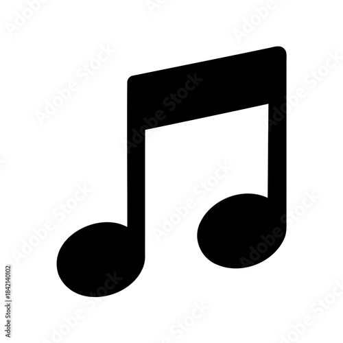 Single simple black musical note icon symbolizing melody and rhythm in digital design