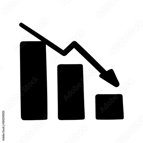 Declining trend bar chart icon illustrating decrease in data or financial performance