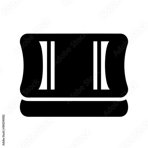 Minimalist black pillow or cushion icon with white vertical lines for home comfort