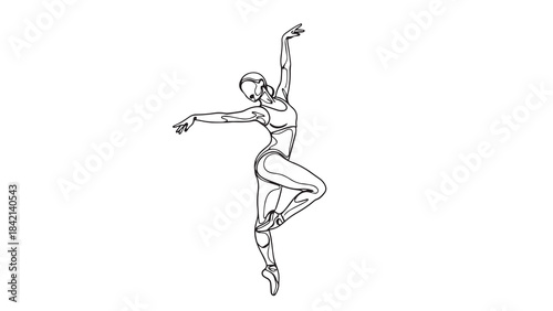 Elegant sketch of a young woman in a flowing dress dancing gracefully outline vector.