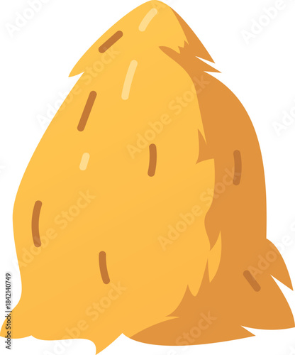 A yellow haystack, dry animal feed. Farming, agriculture.