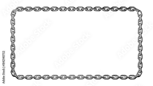 Shiny metal chain frame creating a rectangular border on a stark black background