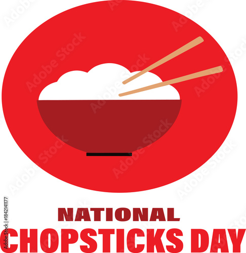 National chopsticks day celebration graphic with rice bowl and chopsticks