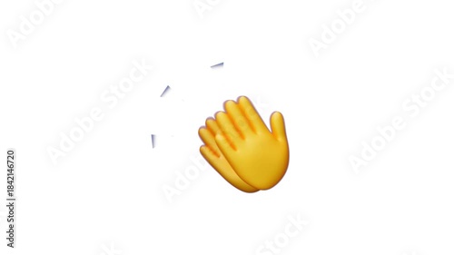 Applause 3d yellow cartoon hands clapping animation for celebration on transparent background.