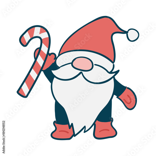 サンタクロース風のクリスマスノームのイラスト(主線あり)