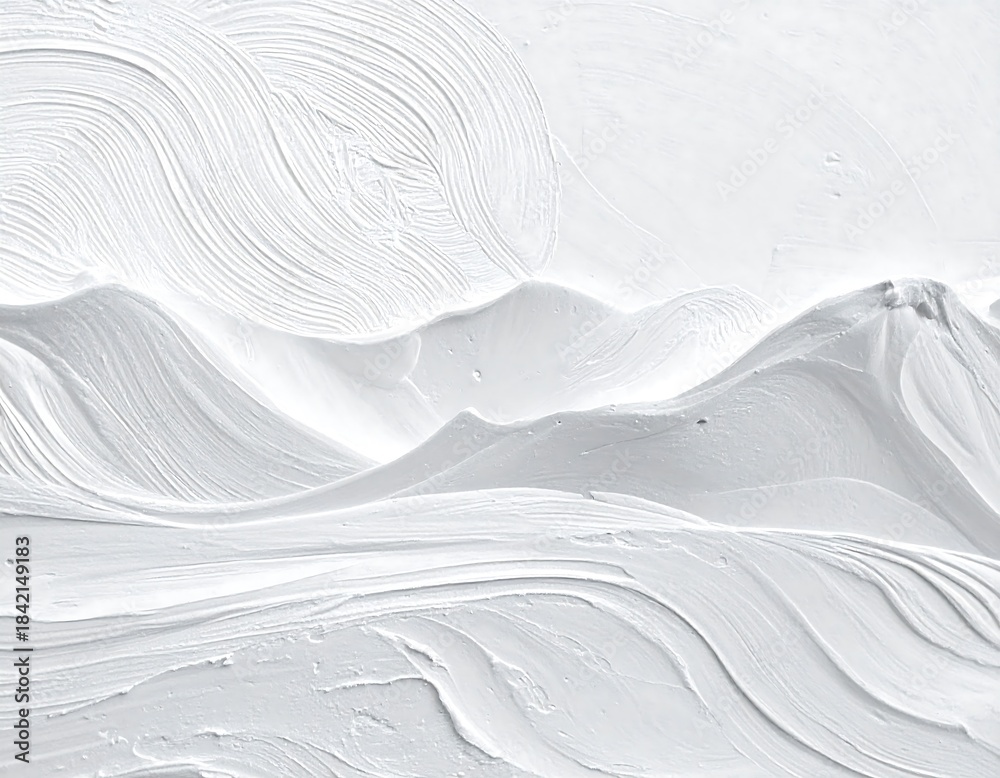 Fototapeta premium A textured, abstract artwork showcasing a mountainous landscape with flowing, white brushstrokes