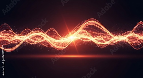 Luminous golden waves emanate from a central radiant flare on dark