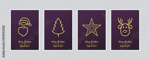 Minimalist christmas santa claus vector icon on dark purple background