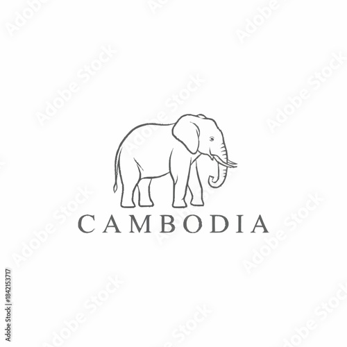 A minimalist vector illustration of an elephant silhouette, a perfect wild animal icon design for nature and safari themes