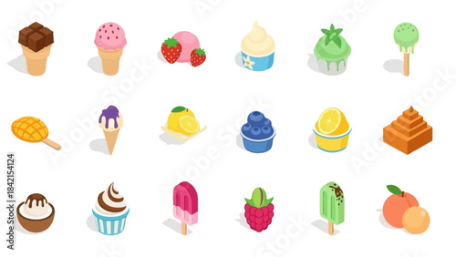 A Colorful Ice Cream Selection: An array of delightful ice cream treats, showcasing a variety of flavors and styles, promising a cool and delicious escape from the heat.
