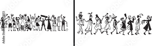 Dance Vector Illustration, Celebration People Art, Party Character Design, Festival Dance Poses, Cultural Celebration Set, Hand Drawn Dancing Figures, Joyful People Illustration, Event Dance Artwork, 