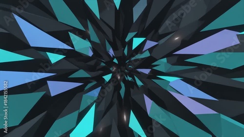Dynamic Geometric Pattern Animation with Vibrant Blue and Black Shapes in Motion