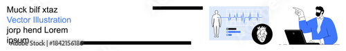 Telehealth, healthcare technology, medical diagnostics, patient monitoring, digital health, and remote care. Doctor analyzing patient data on a laptop with a heart monitor screen. Telehealth