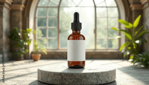 A dropper bottle on display, ideal for product showcases, wellness brochures, and cosmetic promotions