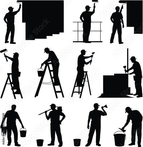Collection of painter and decorator silhouettes