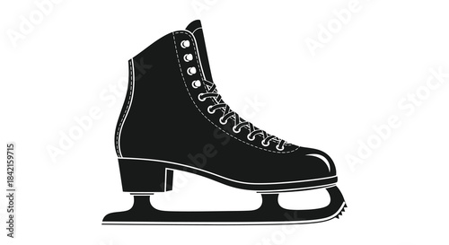 A detailed illustration of a black ice skate capturing its form in a striking silhouette