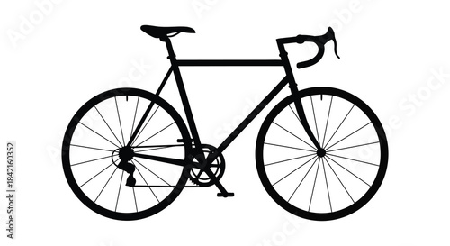 A striking black graphic of a road bicycle showcasing its form and design silhouette
