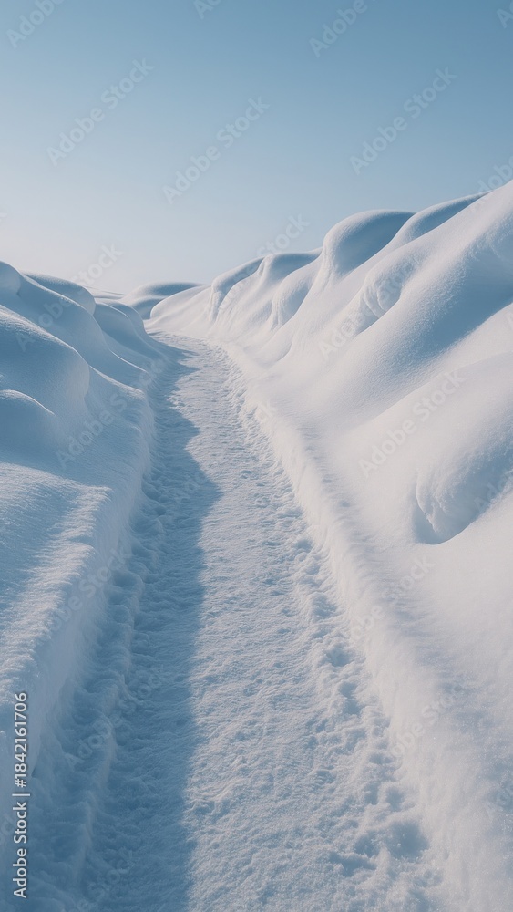 Naklejka premium Serene snowy path landscape mobile wallpaper