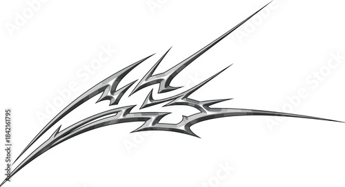 Silver Tribal Flame Graphic Element with Sharp Edges vector