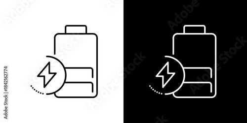 Elegant Outline Battery Charging Icon Essential Vector Symbol Representing Power Level and Energy Status for Digital Devices and Modern Mobile Applications