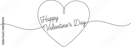 Happy valentine s day typography with heart vector illustration isolated on transparent background