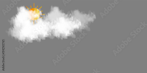 Realistic Clouds, Clear Background. Outdoor Nature Sky Scene. White Fluffy Clouds Isolated. Weather Cloudscape Design. Vector Illustration