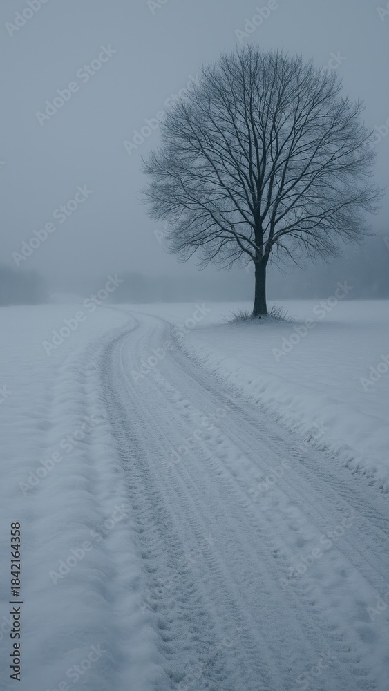 Naklejka premium Serene winter landscape wallpaper for mobile