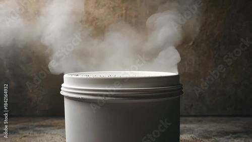 Mysterious White Container Emitting Puffs of Smoke or Vapor.