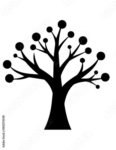 Vector tree silhouette illustration of nature, spring, and autumn leaves design