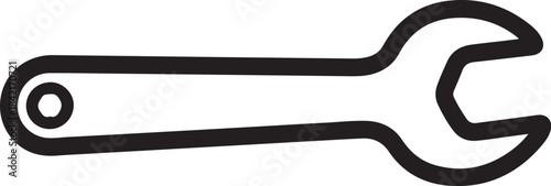 Black outline wrench icon on white background Keywords: wrench, spanner, tool, hand tool
