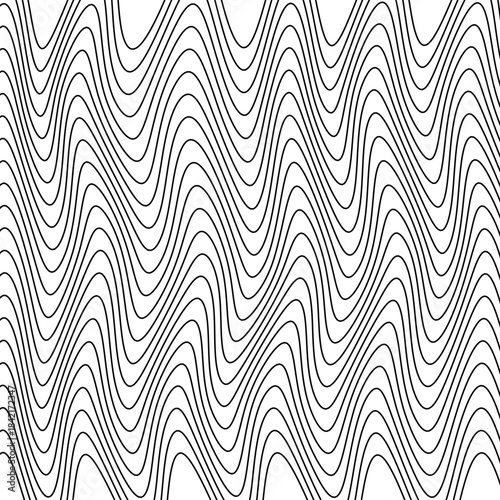 Seamless Distorted Wave Line Pattern Abstract Black and White Curvy Optical Flow Design for Wallpapers, Branding, Textile Prints and Minimal Decorative Backgrounds