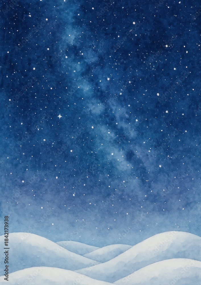Fototapeta premium Starry snowy nightscape serenity