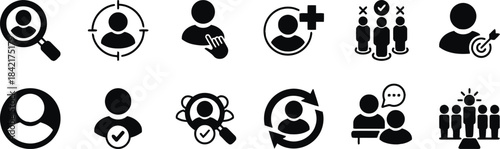 various, team, human, activities, representing, twelve, resources, management, title:, pending, style, color, pattern, visual, creative, stock, user, profile, person, symbol, search, target, recruitme