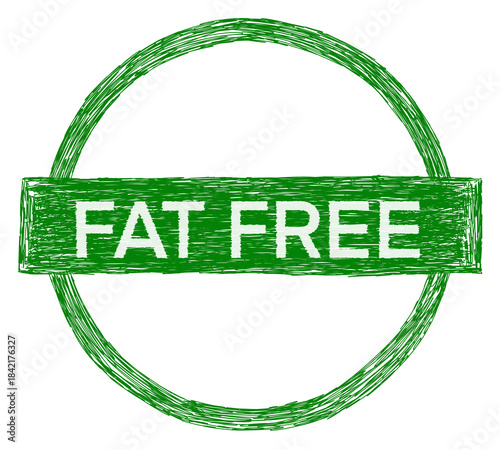 Fat Free Green Badge Style Pen Texture Text Circular 