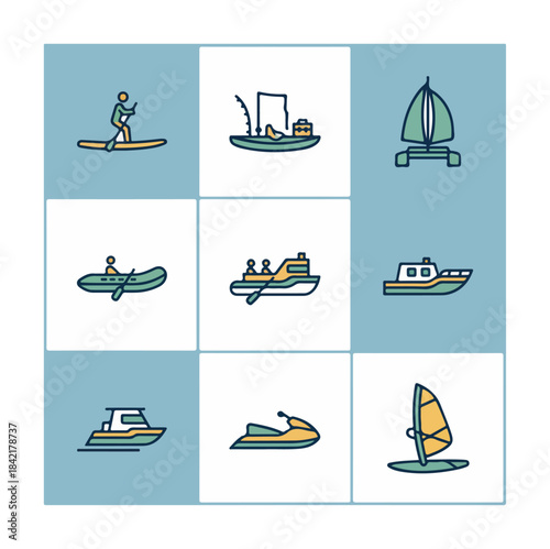 Transportation and watercraft icons set