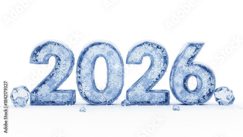 3d ice sculpture of the year 2026 with snowflakes