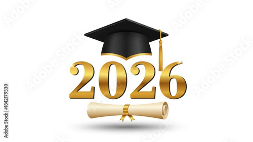 Graduation class of 2026 with mortarboard and diploma
