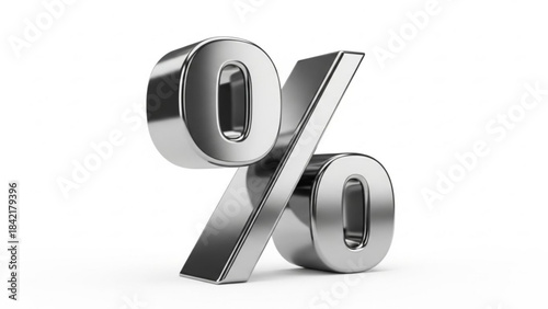 Shiny chrome percentage sign symbol on
