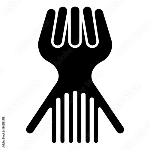 Abstract comb design featuring wide prongs and fine teeth in a striking black silhouette