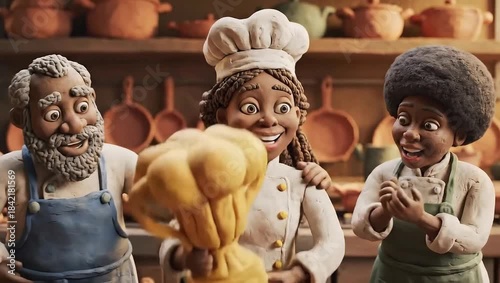 Celebrating Culinary Victory - A Team of Chefs with a Trophy.