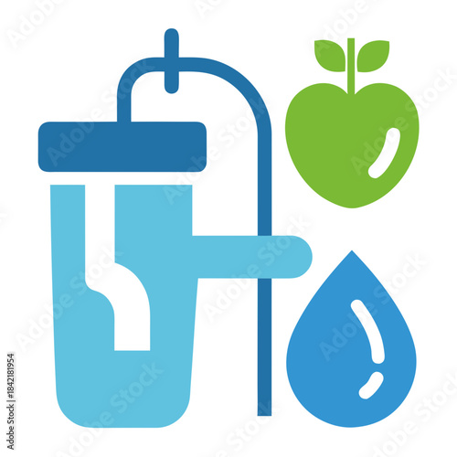 Icon representing clean water, healthy living, and water filtration system