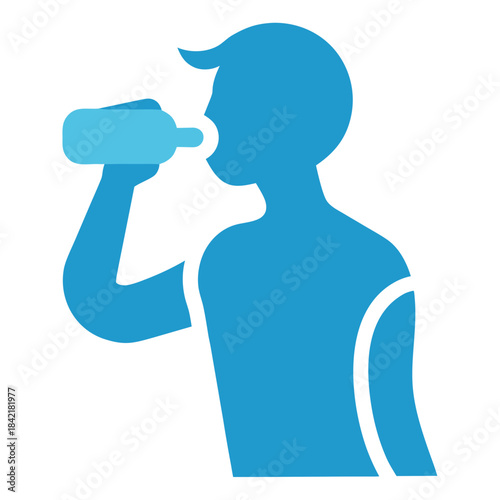 Silhouette of a person staying hydrated by drinking from a bottle illustration