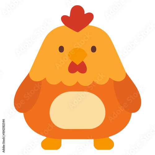Cute chicken rooster cartoon character mascot flat color vector illustration template design
