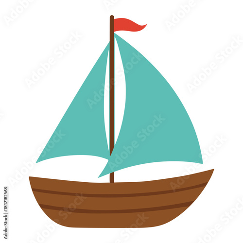 Sailboat water transportation travel flat color vector illustration template design