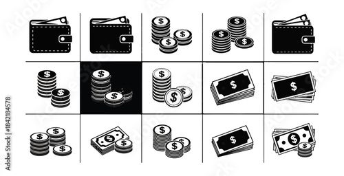 Finance and savings icons for business and commerce