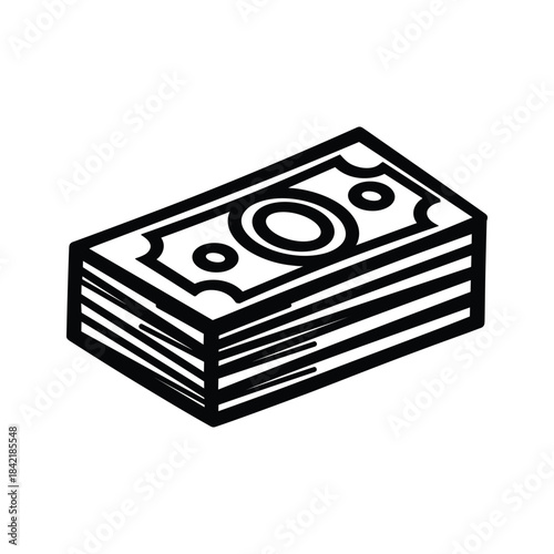 Stack of banknotes with dollar sign icon