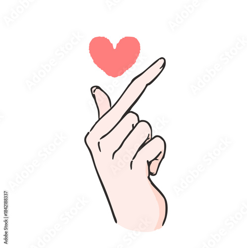 綺麗な手で指ハートを作ったイラスト