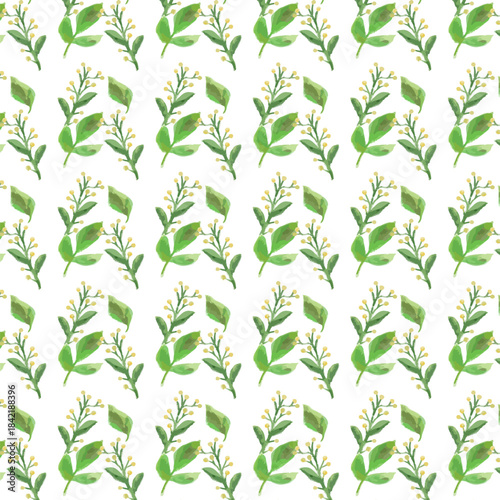 シームレスな背景素材ボタニカルな水彩葉っぱ柄